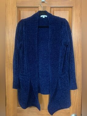 Orvis Open Front Chenille Shawl Cardigan Sweater